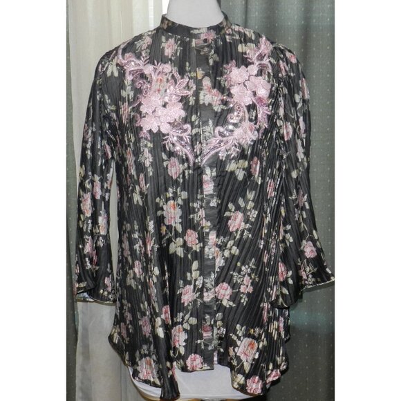 Plus size womens size 3X unbranded Roses floral blouse stretch blend stunning - Picture 1 of 7